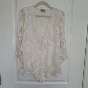 Show Me Your Mumu White Lace Romper Mini Boho Festival 70s Coachella Size XS